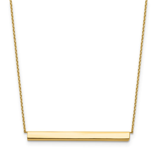 14K Yellow Gold Polished With 1In Ext. Bar Necklace