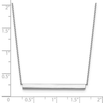 14K White Gold Polished With 1In Ext. Bar Necklace