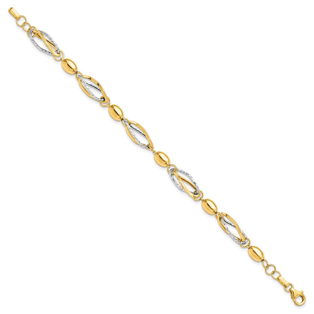 7 Inch 14K Two-Tone Polished And D/C Bracelet