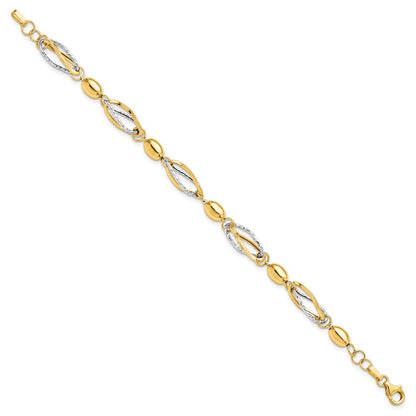 7 Inch 14K Two-Tone Polished And D/C Bracelet