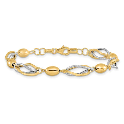 7 Inch 14K Two-Tone Polished And D/C Bracelet