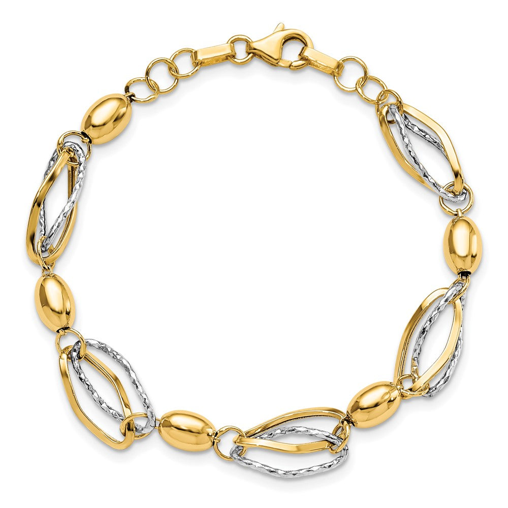 7 Inch 14K Two-Tone Polished And D/C Bracelet