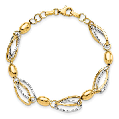 7 Inch 14K Two-Tone Polished And D/C Bracelet