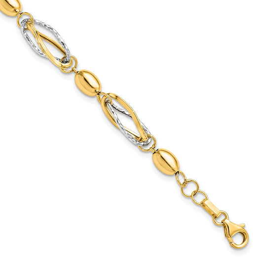 7 Inch 14K Two-Tone Polished And D/C Bracelet