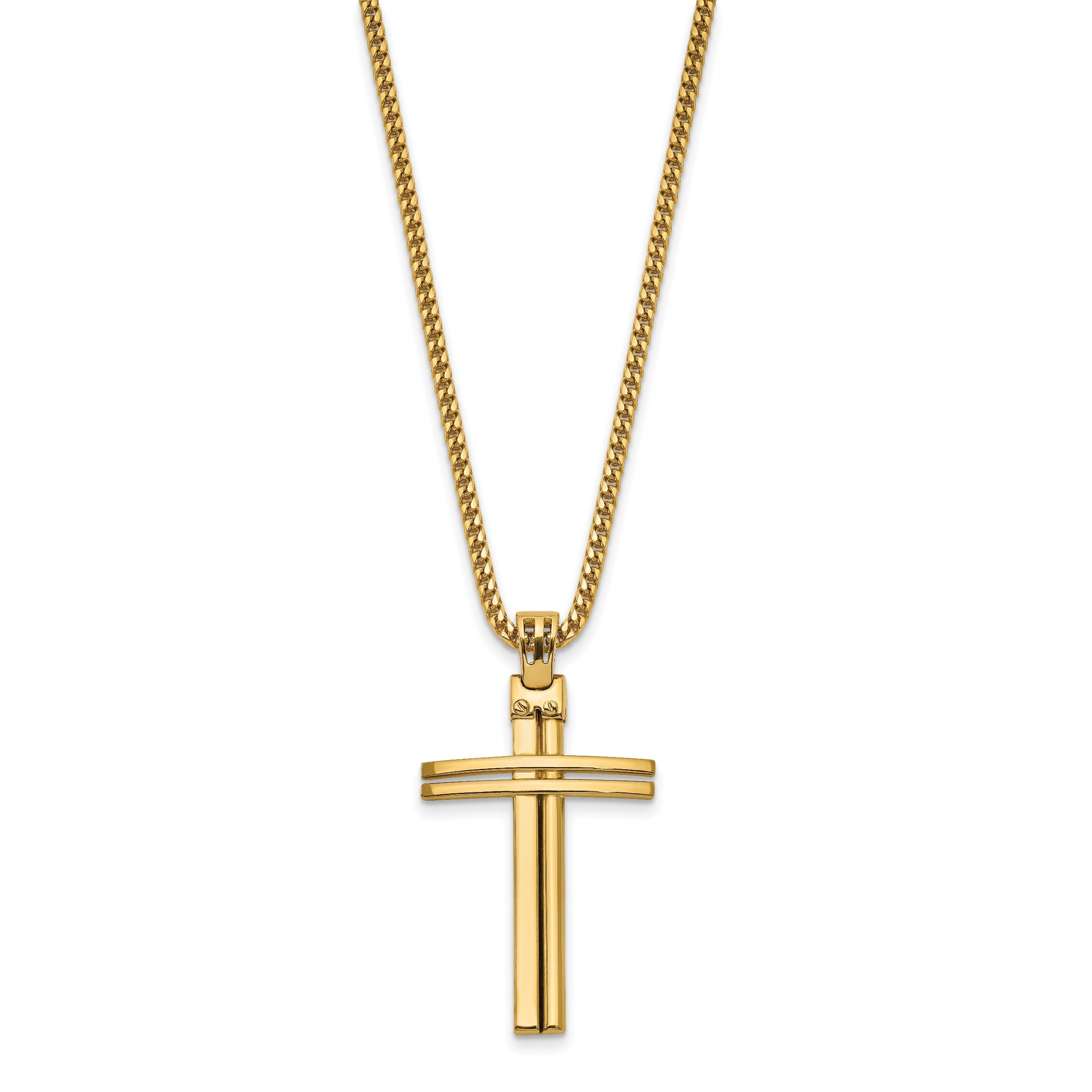 14K Yellow Gold Polished Cross Pendant