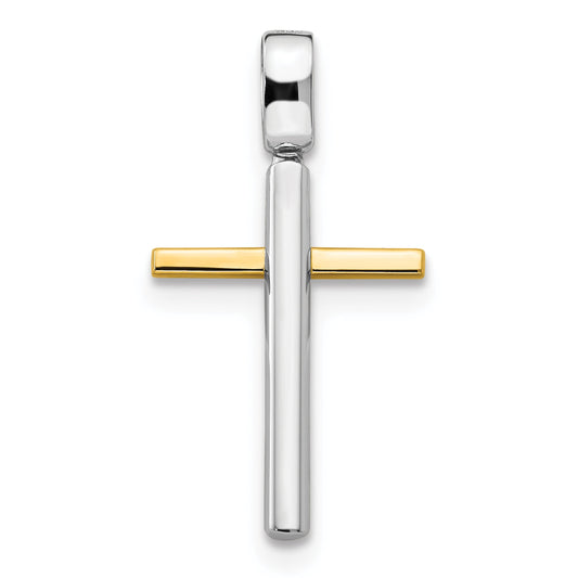 14K Two-Tone Polished Cross Pendant
