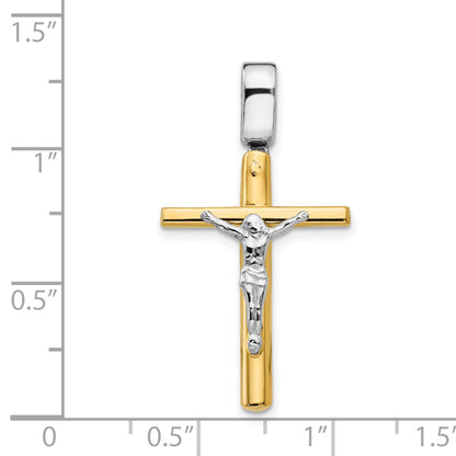 14K Two-Tone Polished Crucifix Cross Pendant
