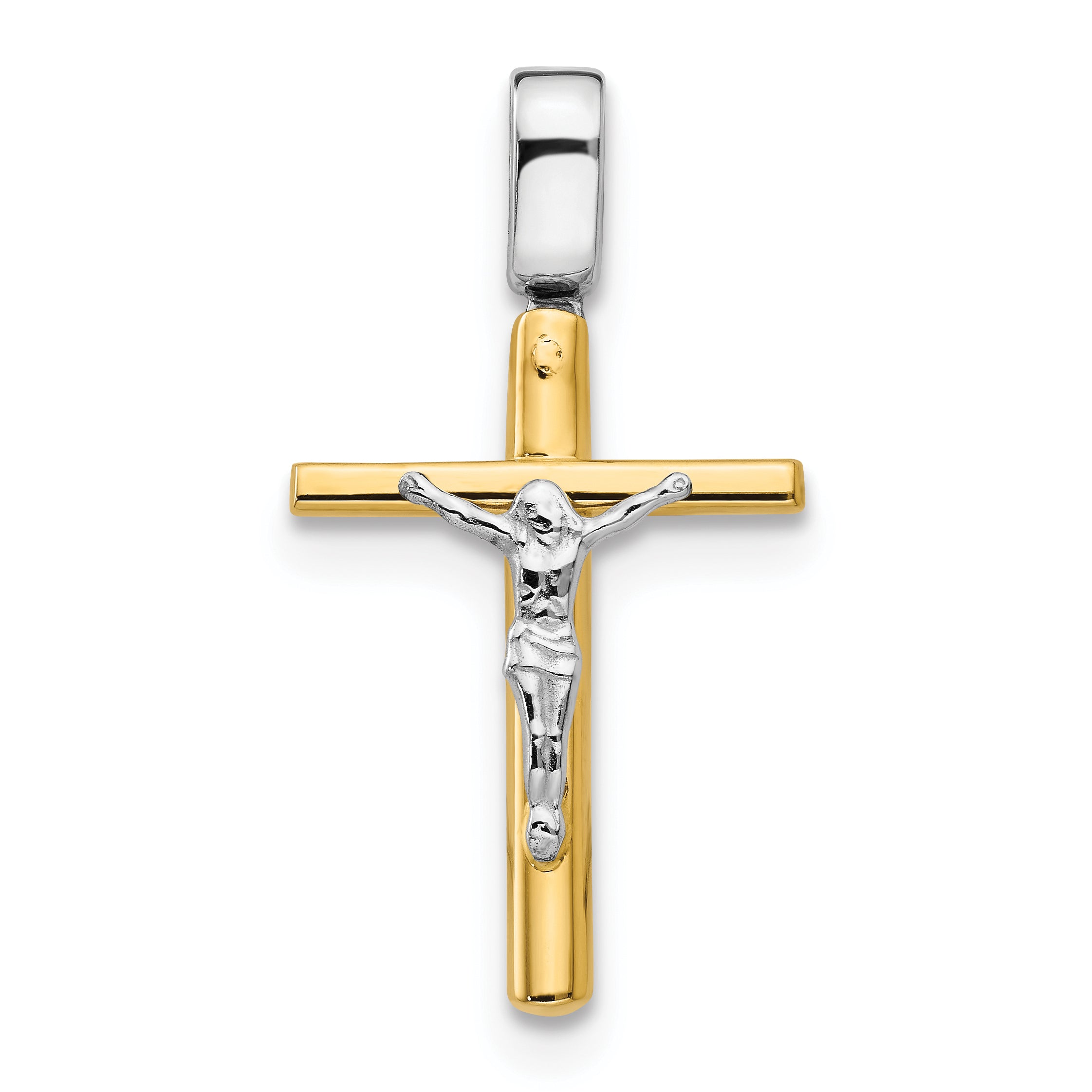 14K Two-Tone Polished Crucifix Cross Pendant