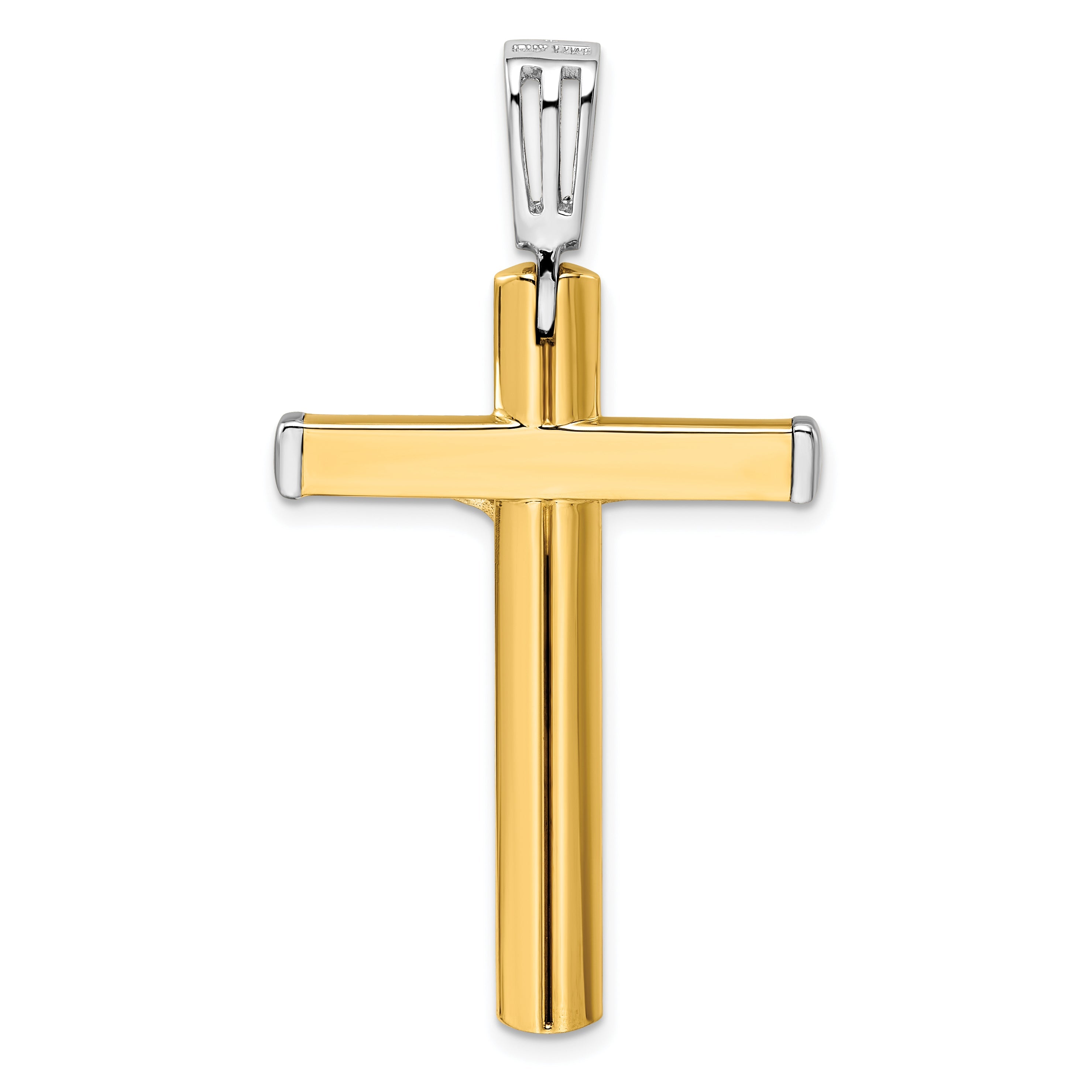 14K Two-Tone Polished Crucifix Cross Pendant