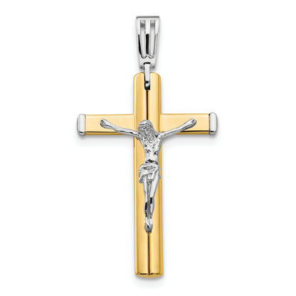 14K Two-Tone Polished Crucifix Cross Pendant