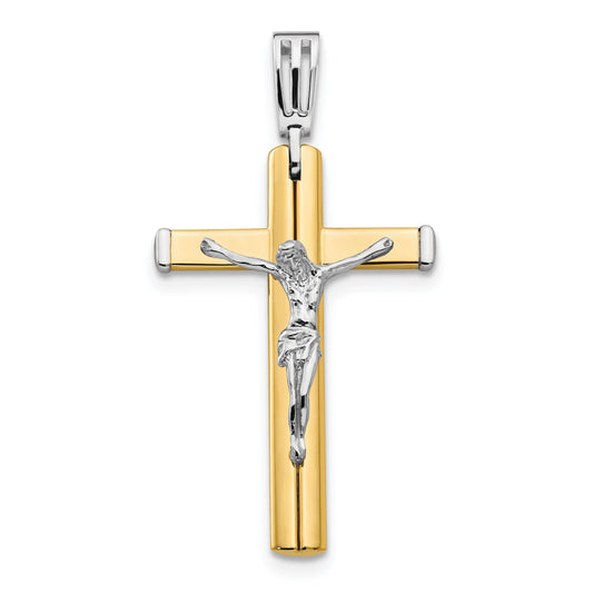 14K Two-Tone Polished Crucifix Cross Pendant