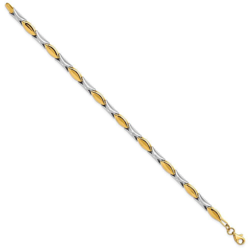 7.5 Inch 14K Two-Tone Polished Fancy Link Bracelet