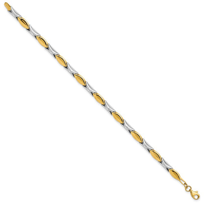 7.5 Inch 14K Two-Tone Polished Fancy Link Bracelet