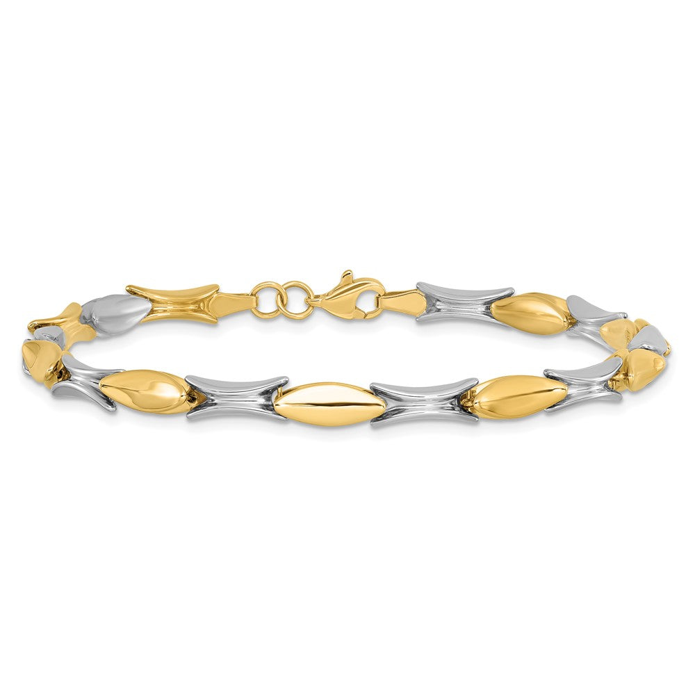 7.5 Inch 14K Two-Tone Polished Fancy Link Bracelet