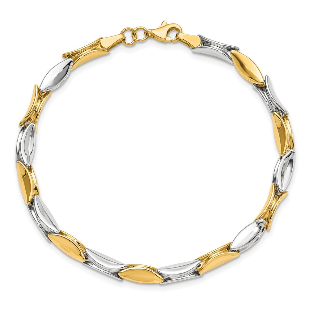 7.5 Inch 14K Two-Tone Polished Fancy Link Bracelet