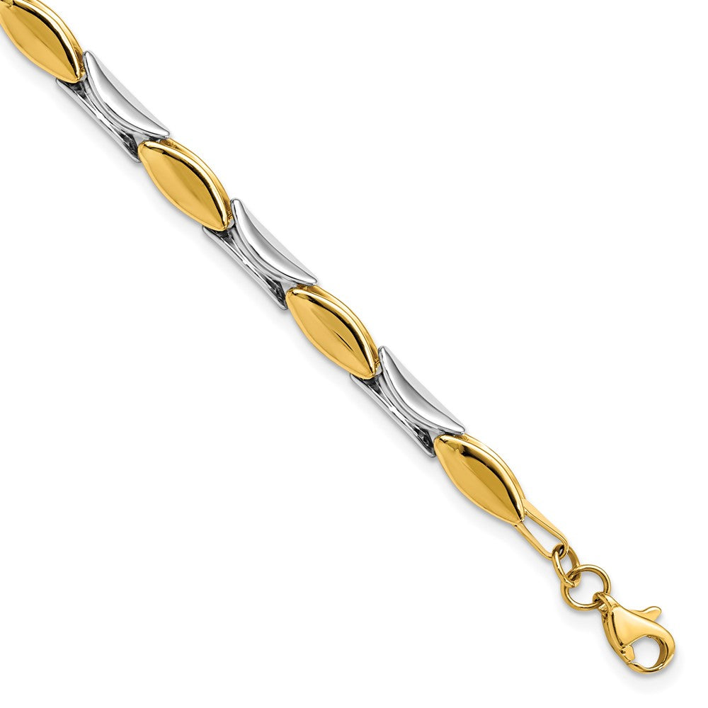 7.5 Inch 14K Two-Tone Polished Fancy Link Bracelet