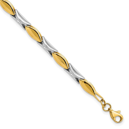 7.5 Inch 14K Two-Tone Polished Fancy Link Bracelet