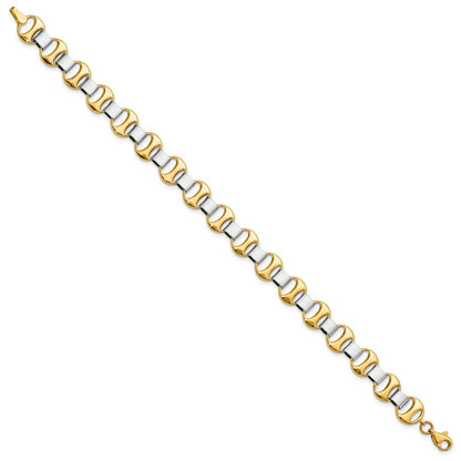 7.5 Inch 14K Two-Tone Polished Fancy Link Bracelet