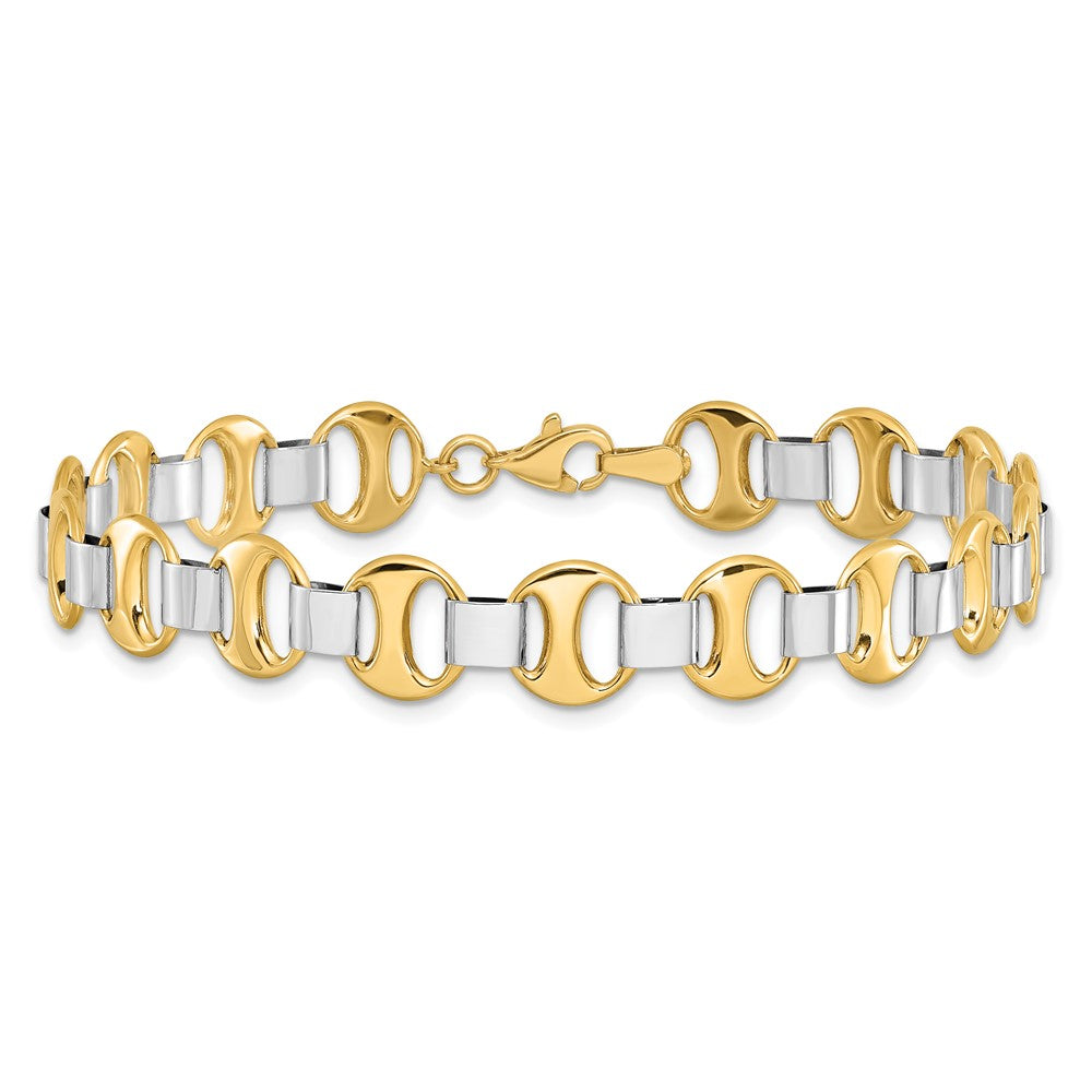 7.5 Inch 14K Two-Tone Polished Fancy Link Bracelet