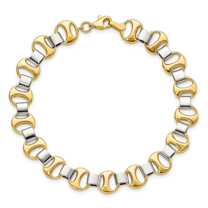 7.5 Inch 14K Two-Tone Polished Fancy Link Bracelet