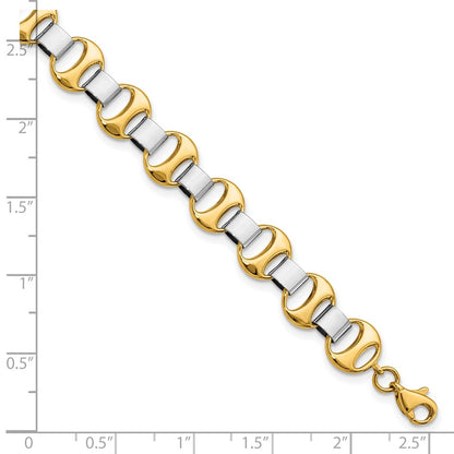 7.5 Inch 14K Two-Tone Polished Fancy Link Bracelet