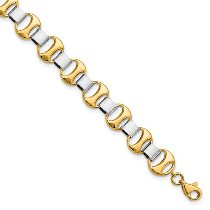 7.5 Inch 14K Two-Tone Polished Fancy Link Bracelet