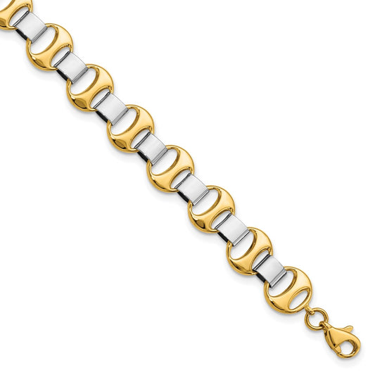 7.5 Inch 14K Two-Tone Polished Fancy Link Bracelet