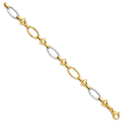 7.75 Inch 14K Two-Tone Polished Fancy Link Bracelet