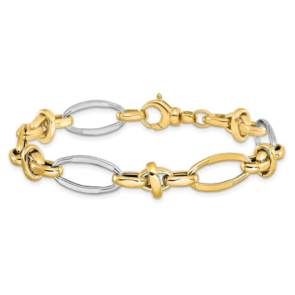 7.75 Inch 14K Two-Tone Polished Fancy Link Bracelet