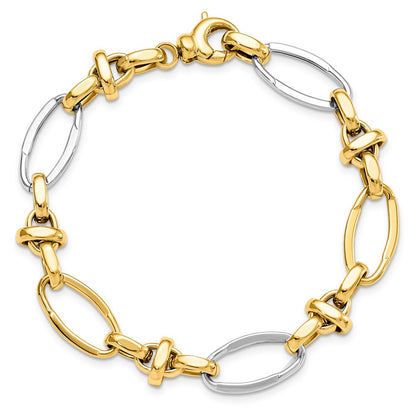 7.75 Inch 14K Two-Tone Polished Fancy Link Bracelet
