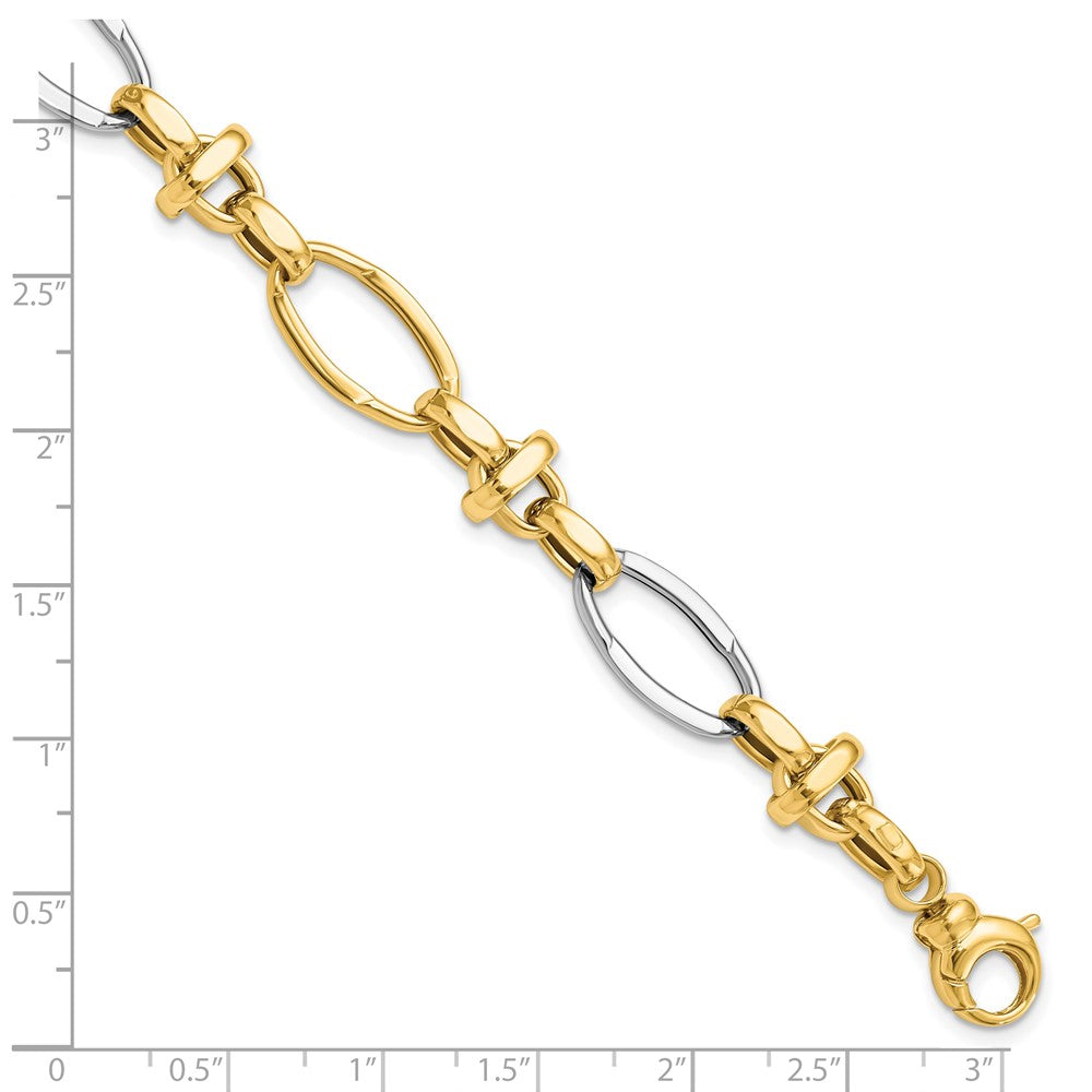 7.75 Inch 14K Two-Tone Polished Fancy Link Bracelet