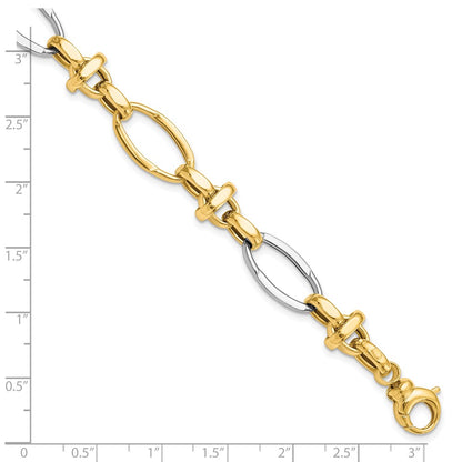 7.75 Inch 14K Two-Tone Polished Fancy Link Bracelet