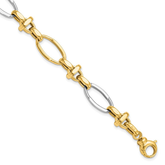 7.75 Inch 14K Two-Tone Polished Fancy Link Bracelet
