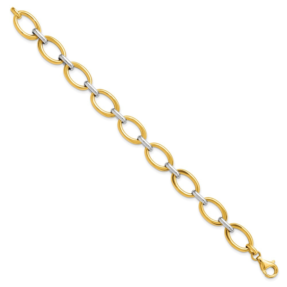 7.25 Inch 14K Two-Tone Polished Link Bracelet