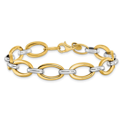 7.25 Inch 14K Two-Tone Polished Link Bracelet