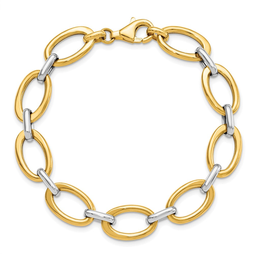 7.25 Inch 14K Two-Tone Polished Link Bracelet