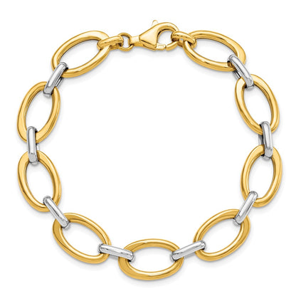 7.25 Inch 14K Two-Tone Polished Link Bracelet