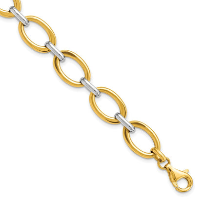 7.25 Inch 14K Two-Tone Polished Link Bracelet