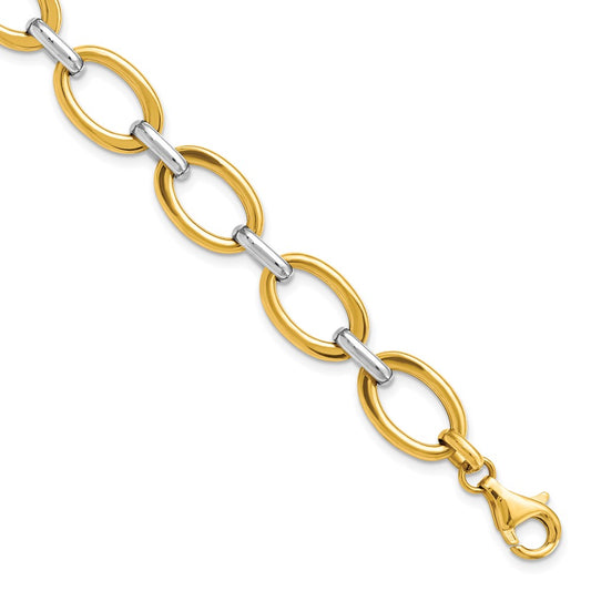 7.25 Inch 14K Two-Tone Polished Link Bracelet
