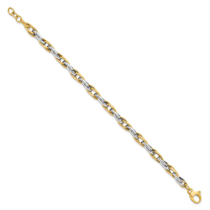 14K Two Tone Polished W/.5In Ext. Bracelet