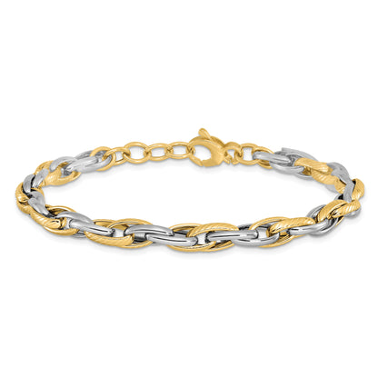 14K Two Tone Polished W/.5In Ext. Bracelet