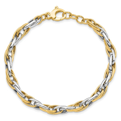 14K Two Tone Polished W/.5In Ext. Bracelet