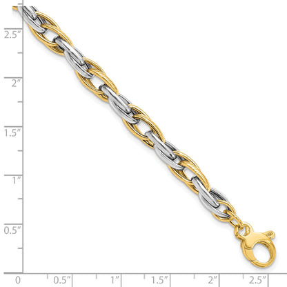 14K Two Tone Polished W/.5In Ext. Bracelet