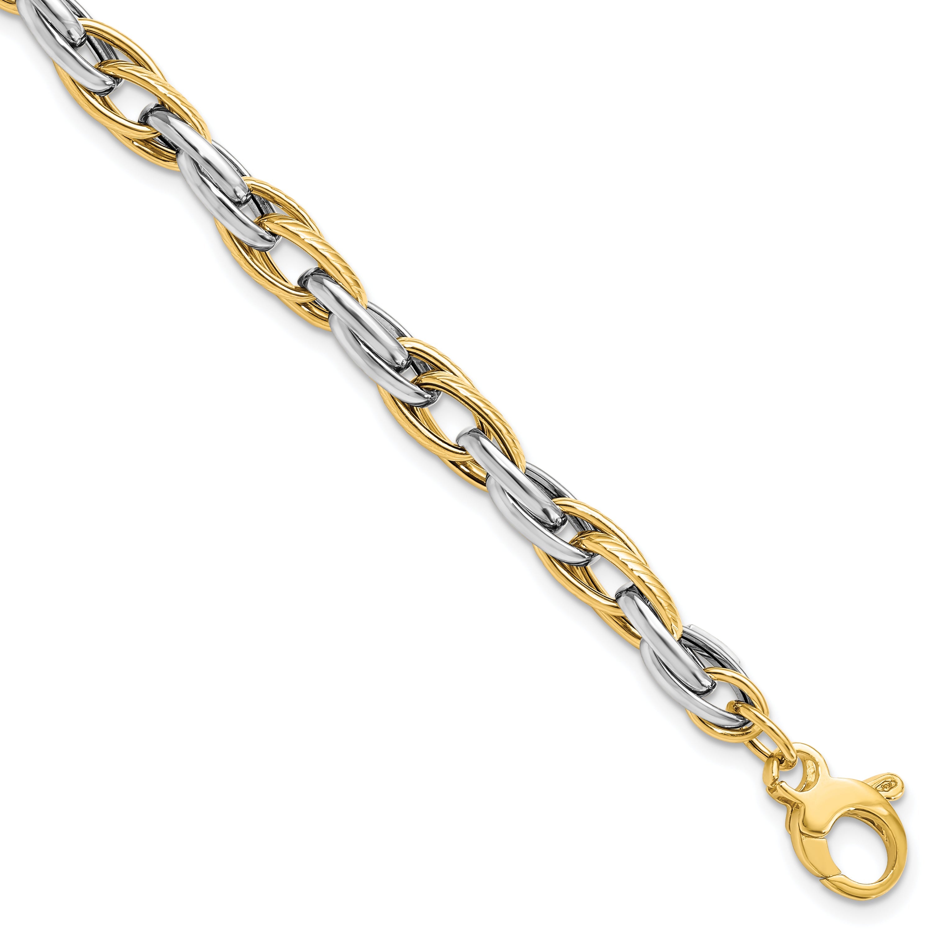 14K Two Tone Polished W/.5In Ext. Bracelet