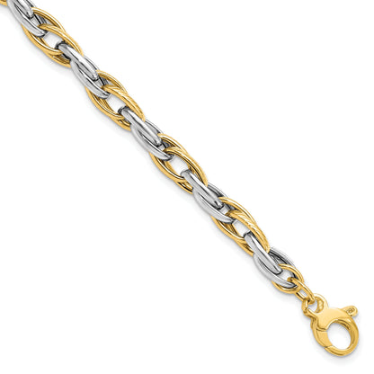14K Two Tone Polished W/.5In Ext. Bracelet