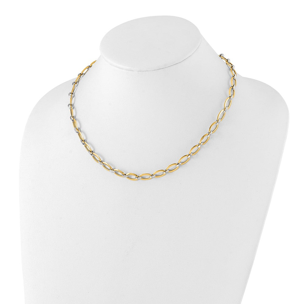 14K Two Tone Polished W/.25In Ext. Necklace