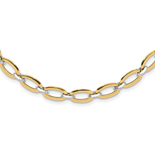 14K Two Tone Polished W/.25In Ext. Necklace