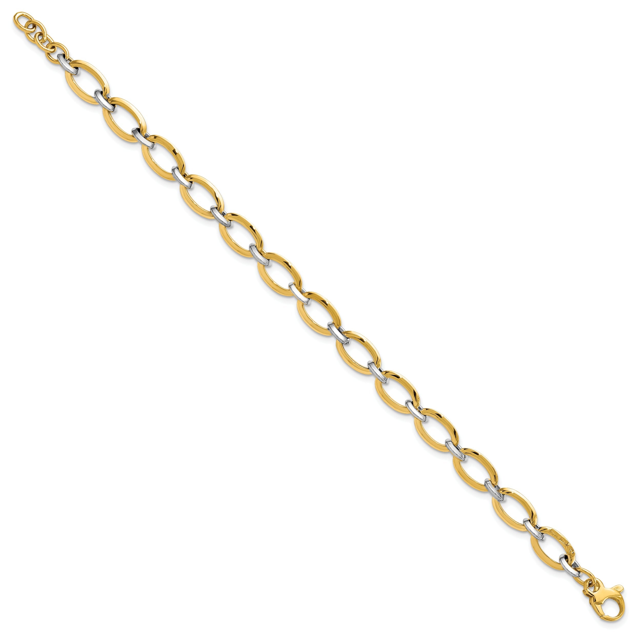 14K Two Tone Polished W/.5In Ext. Bracelet