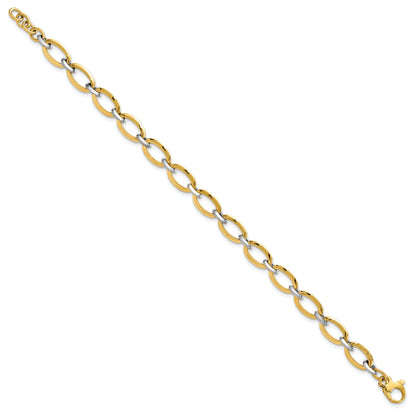 14K Two Tone Polished W/.5In Ext. Bracelet