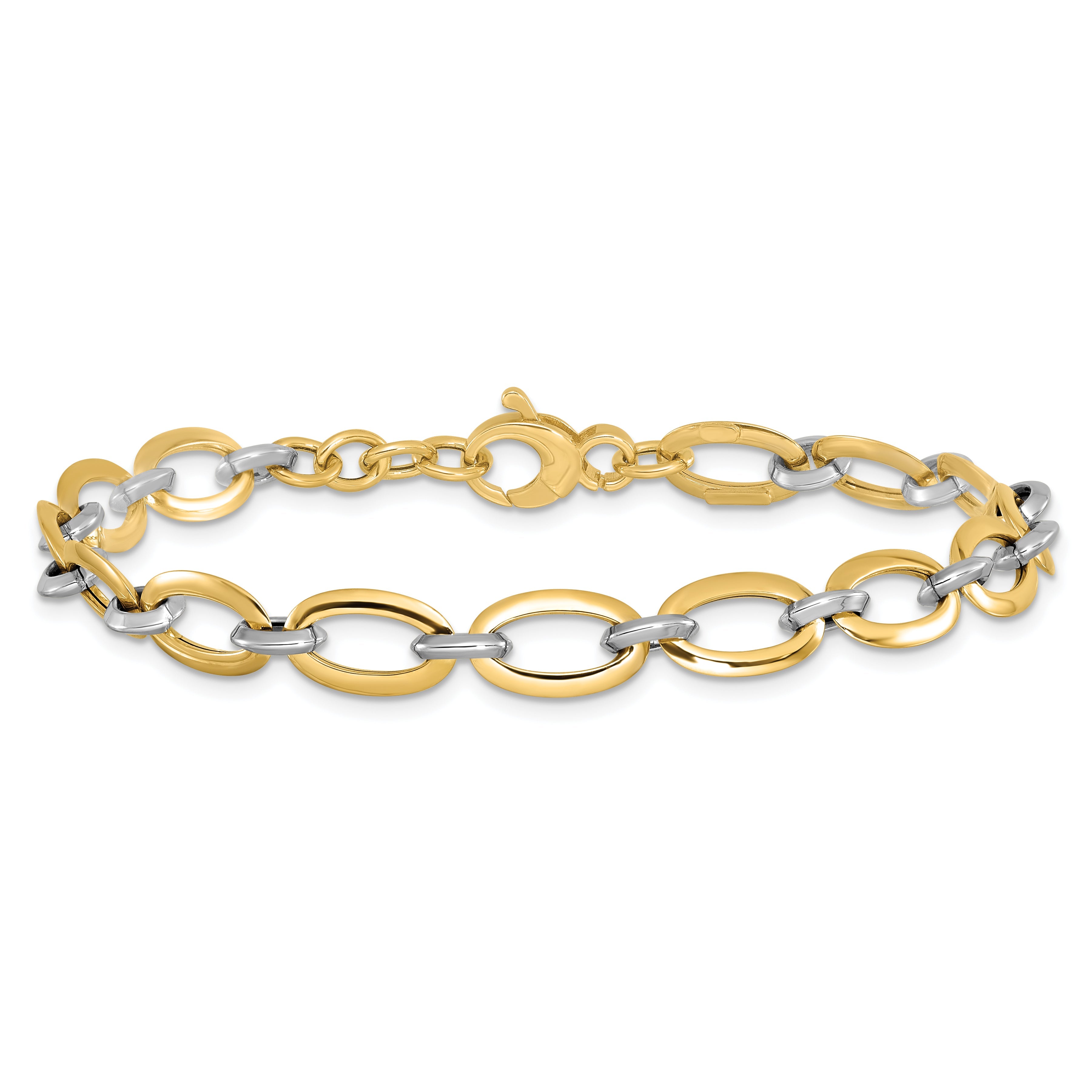 14K Two Tone Polished W/.5In Ext. Bracelet